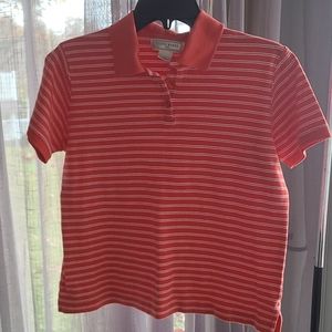 Orange and white stripped collar shirt